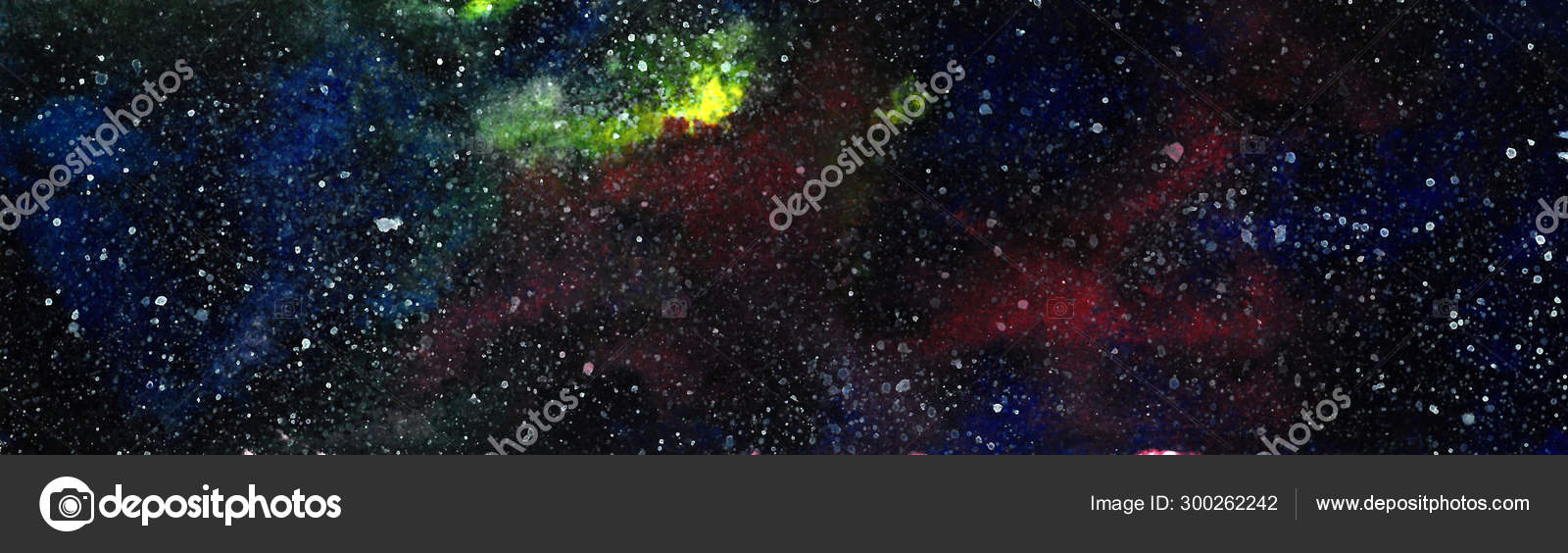Cosmic Background Banner Colorful Watercolor Galaxy Or Night Sky