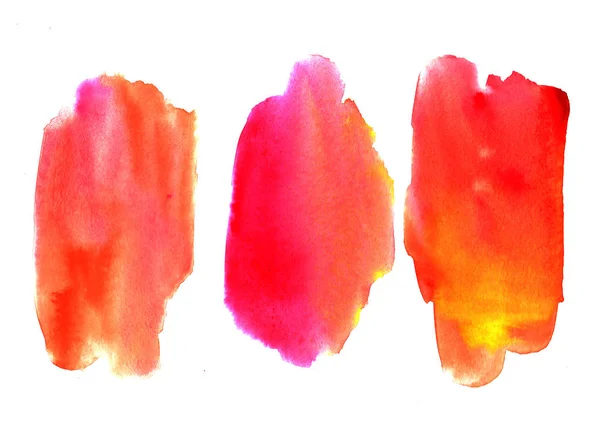 Set Hand zeichnen rosa orange Aquarell Fleck Hintergrund. künstlerisches Gestaltungselement — Stockfoto