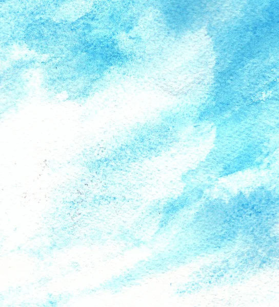 Den blå himlen. Akvarell målade himmel med moln. Blå bakgrund — Stockfoto