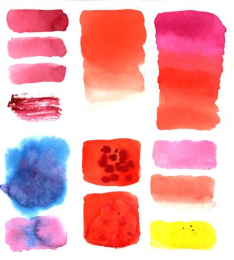 Renkli suluboya benekli figürler kümesi