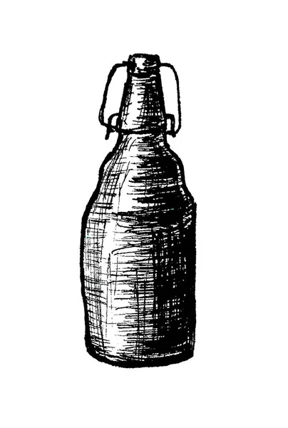 抽象插图图形啤酒啤酒隔离白色绘图集 — 图库照片