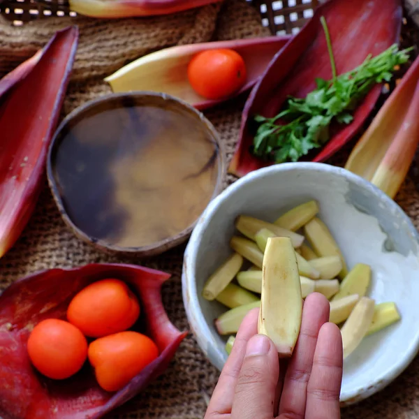 Ingredients Homemade Vietnamese Vegetarian Food Banana Flower Vegan Fish Cook — Stock Photo, Image