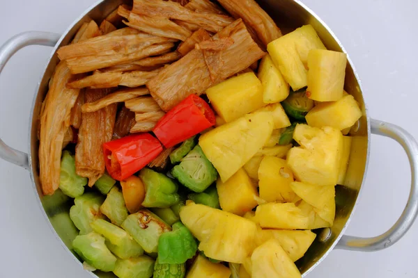 Top View Råvaror Redo För Vietnamesiska Vegan Mat För Vegetarian — Stockfoto