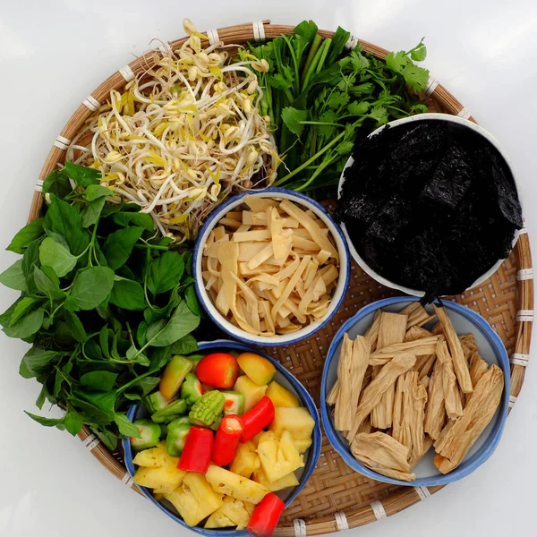 Top Pohled Suroviny Připravené Pro Každodenní Stravování Vietnamské Veganské Jídlo — Stock fotografie