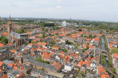 Delft - Hollanda'daki eski şehir görünümü