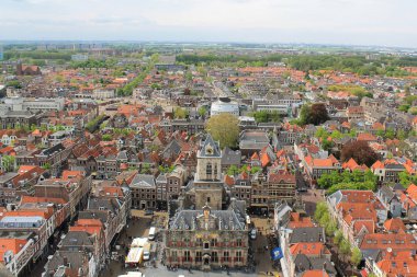 Delft - Hollanda'daki eski şehir görünümü