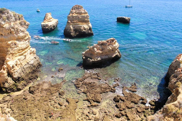 Panoramisch Uitzicht Stapels Oceaan Lagos — Stockfoto