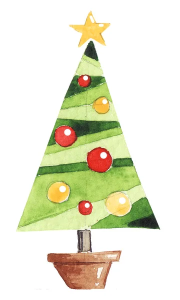 Namalovaný Vánoční Stromek Nejlepší Pro Novoroční Design Blahopřání Pozvánky Nápisy Stock Snímky