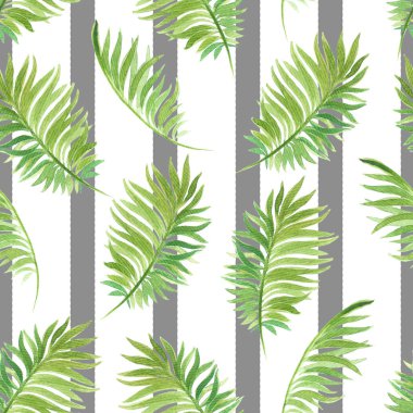 Güzel tropikal egzotik yaprakları ile suluboya dikişsiz desen. Arka plan, duvar kağıdı, tekstil, baskılar, giysi, tasarım için en iyi. El boyaması illüstrasyon