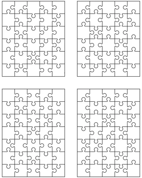 Illustration Vectorielle Quatre Puzzles Blancs Différents Pièces Séparées — Image vectorielle