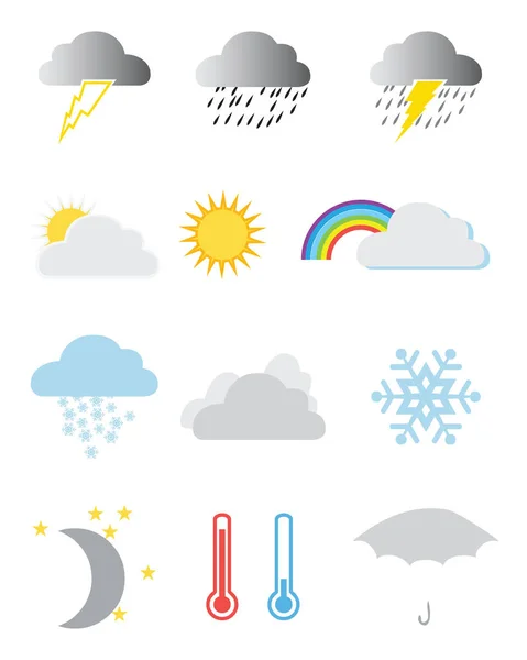 Set Weather Icons White Background — Stock Vector