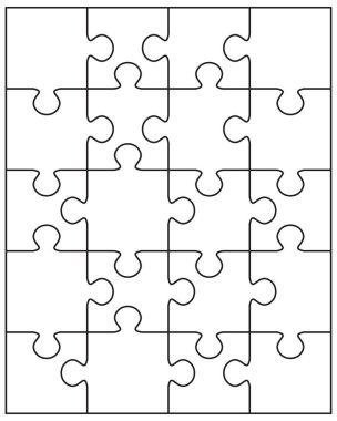 Beyaz bulmaca ayrı bölümlerini gösteren resim