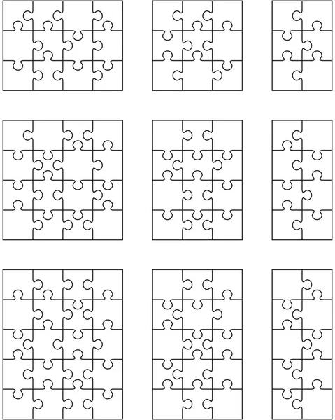Vektoros Illusztráció Kilenc Különböző Fehér Rejtvények Különálló Darabok — Stock Vector