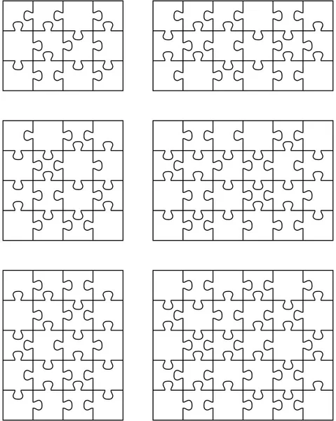 Vectorillustratie Van Zes Verschillende Witte Puzzels Afzonderlijke Stukken Rechtenvrije Stockillustraties