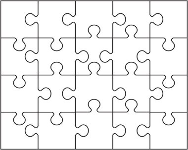 Beyaz bulmacanın parçaları ayrı çizimi