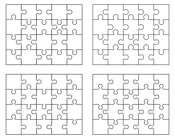 Illustration Vectorielle Quatre Puzzles Blancs Différents Pièces Séparées — Image vectorielle