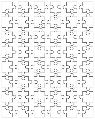 Beyaz bulmacanın vektör çizimi, ayrı parçalar