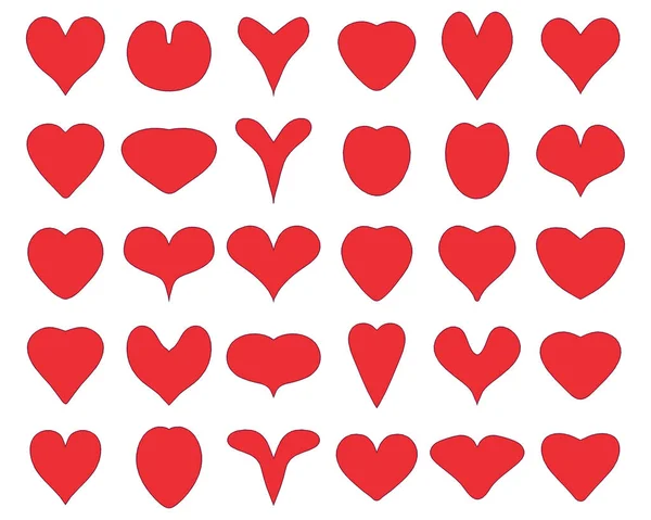 Ensemble Icônes Coeur Sur Fond Blanc Symbole Amour — Image vectorielle