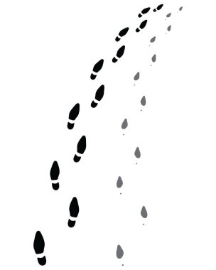 Kadın ve erkeğin ayak izleri, sola ya da sağa dönün.