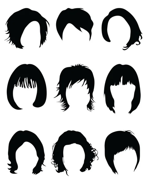 Silhouettes Hair Styling White Background — Stock Vector