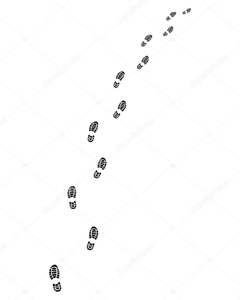 Trail of shoes prints, turn left or right