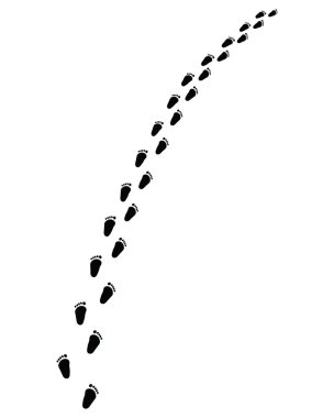 Beyaz zemin üzerinde bebeğin ayak izleri, sola ya da sağa dön