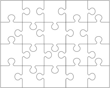 Beyaz bulmacanın vektör çizimi, ayrı parçalar