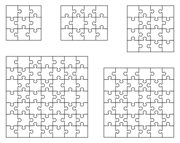 Vektor Illusztráció Fehér Puzzle Külön Darabok — Stock Vector