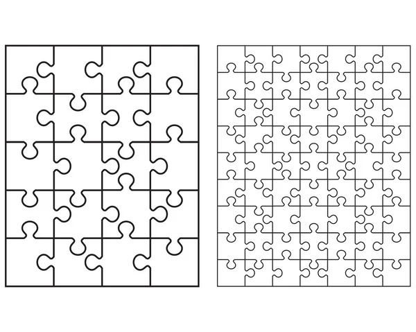 2つの白いパズルのイラスト — ストックベクタ