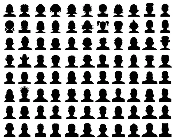 Male Female Head Silhouettes Avatar Profile Icons — Stock Vector