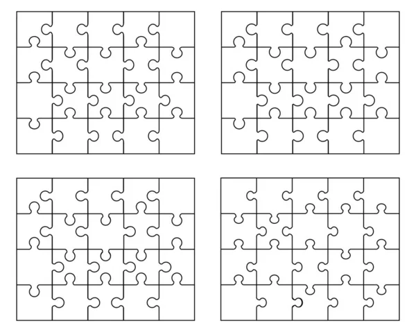 Illustrazione Vettoriale Diversi Puzzle Bianchi Pezzi Separati — Vettoriale Stock