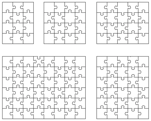 Illustration Five White Puzzles Separate Pieces Royalty Free Stock Vectors