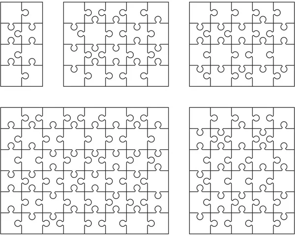 Illustrazione Quattro Diversi Puzzle Bianchi Pezzi Separati — Vettoriale Stock