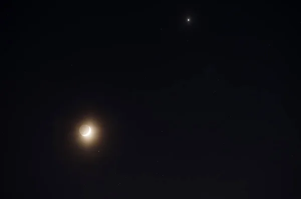 Celestial Conjunción Luna Venus Aldebaran — Foto de Stock