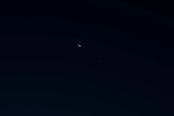 Celestial Conjunction Crescent Moon Planet Venus — Stock Photo, Image