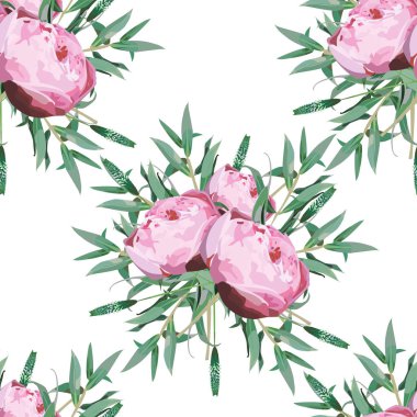 Gül, suluboya ile sorunsuz çiçek desenli. Vektör çizim.