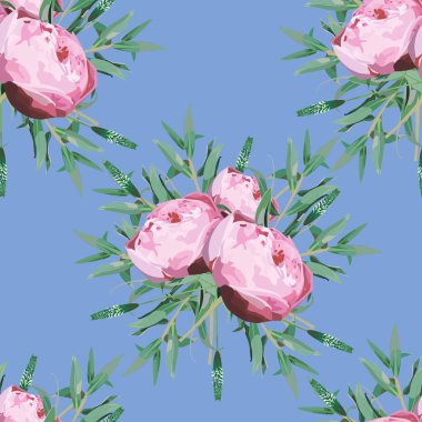 Gül, suluboya ile sorunsuz çiçek desenli. Vektör çizim.