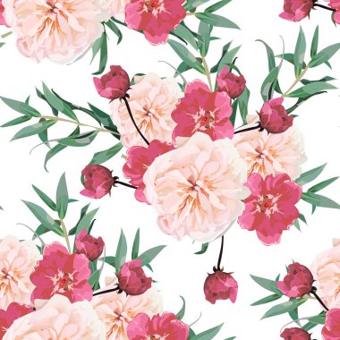 Gül, suluboya ile sorunsuz çiçek desenli. Vektör çizim.