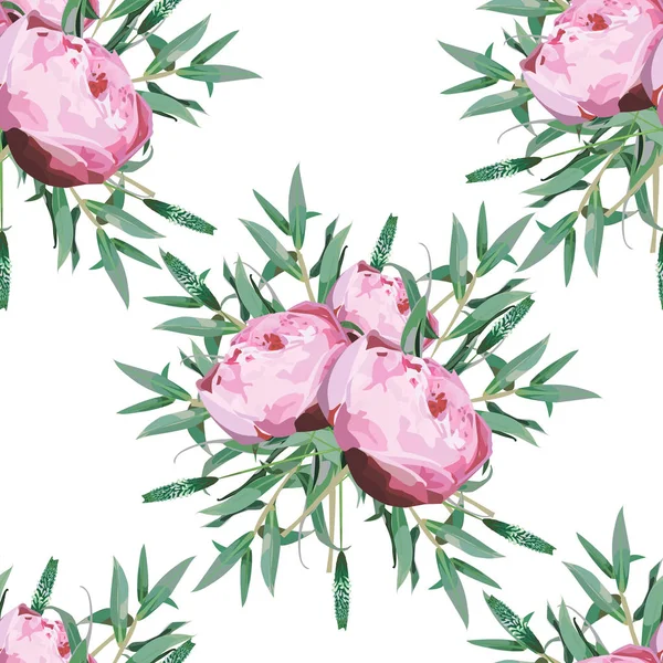 Gül, suluboya ile sorunsuz çiçek desenli. Vektör çizim.