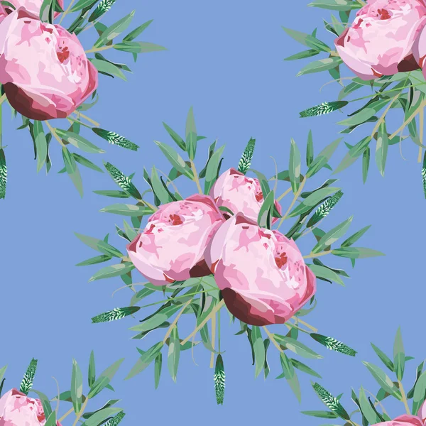 Gül, suluboya ile sorunsuz çiçek desenli. Vektör çizim.