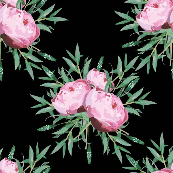 Gül, suluboya ile sorunsuz çiçek desenli. Vektör çizim.