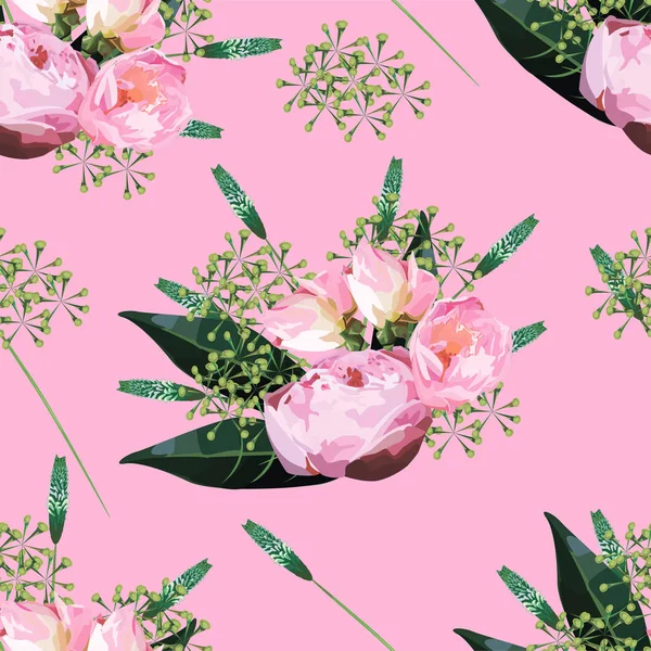 Gül, suluboya ile sorunsuz çiçek desenli. Vektör çizim.