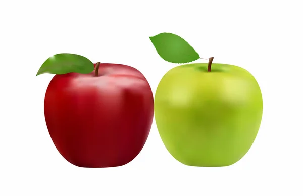 Par de manzanas frescas, frutas, estilo de vida saludable, vector de ilustración — Archivo Imágenes Vectoriales