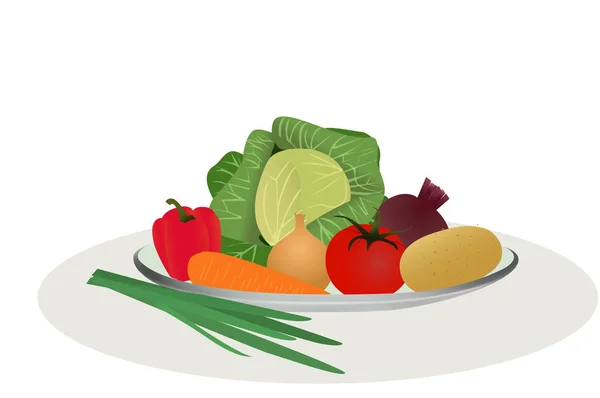 蔬菜煮汤，一套蔬菜，矢量插图 — 图库矢量图片