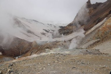 Mutnovsky Volkanı 'ndaki Fumaroles, Kamçatka