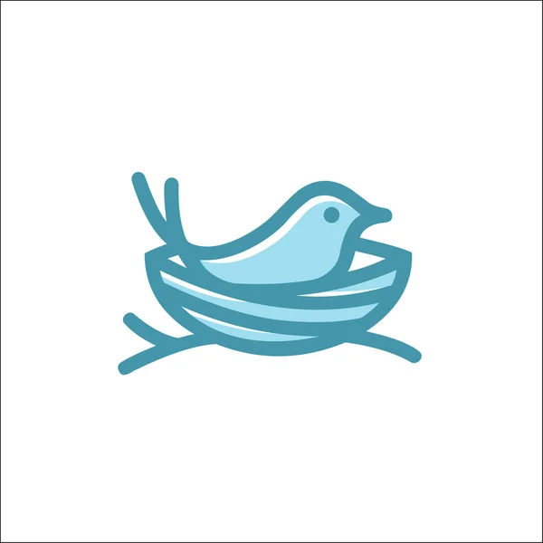 Bird Nest Logo Vector Line Art Outline Descargar Monoline — Vector de stock