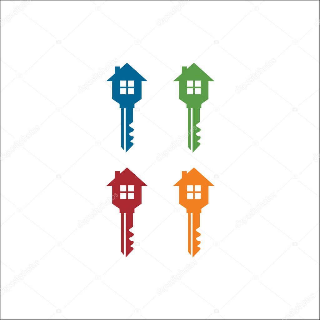 Vector logo design element of Key & House icon template