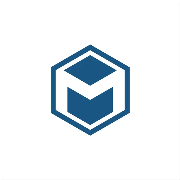 M hexágono logotipo vetor modelo abstrato —  Vetores de Stock