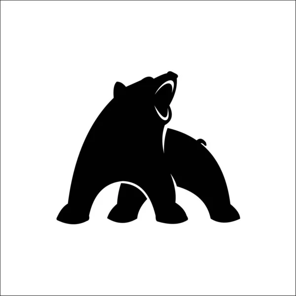 Schwarzer Bär Illustration Silhouette Logo Vektor — Stockvektor