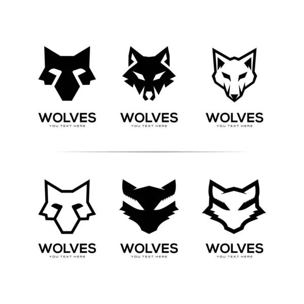 Uppsättning av Head Wolf logo vektor illustration — Stockfoto
